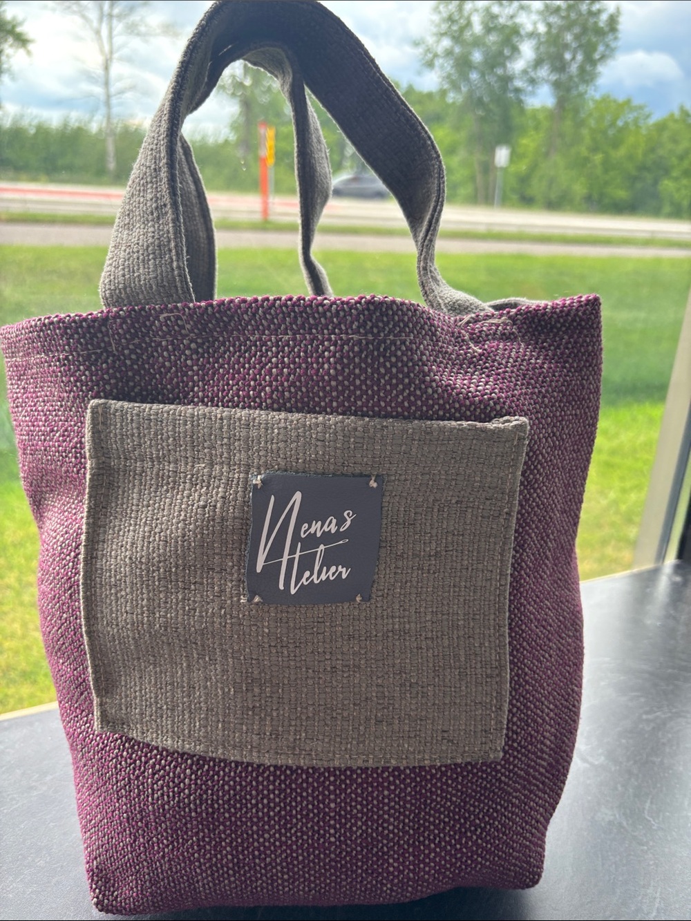 Purple & Gray Woven Tote